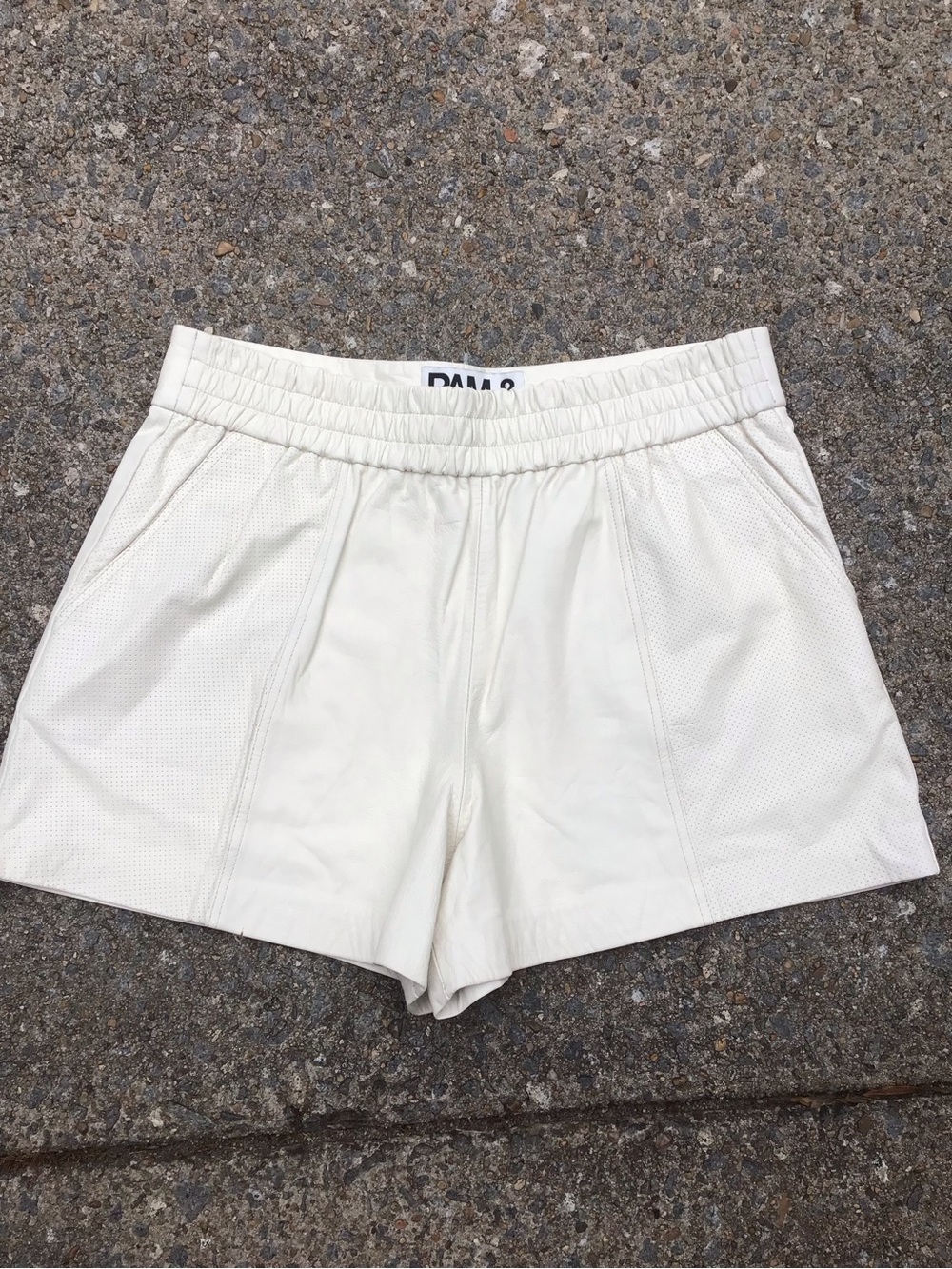 Pam & Gela White Sheep Leather Shorts